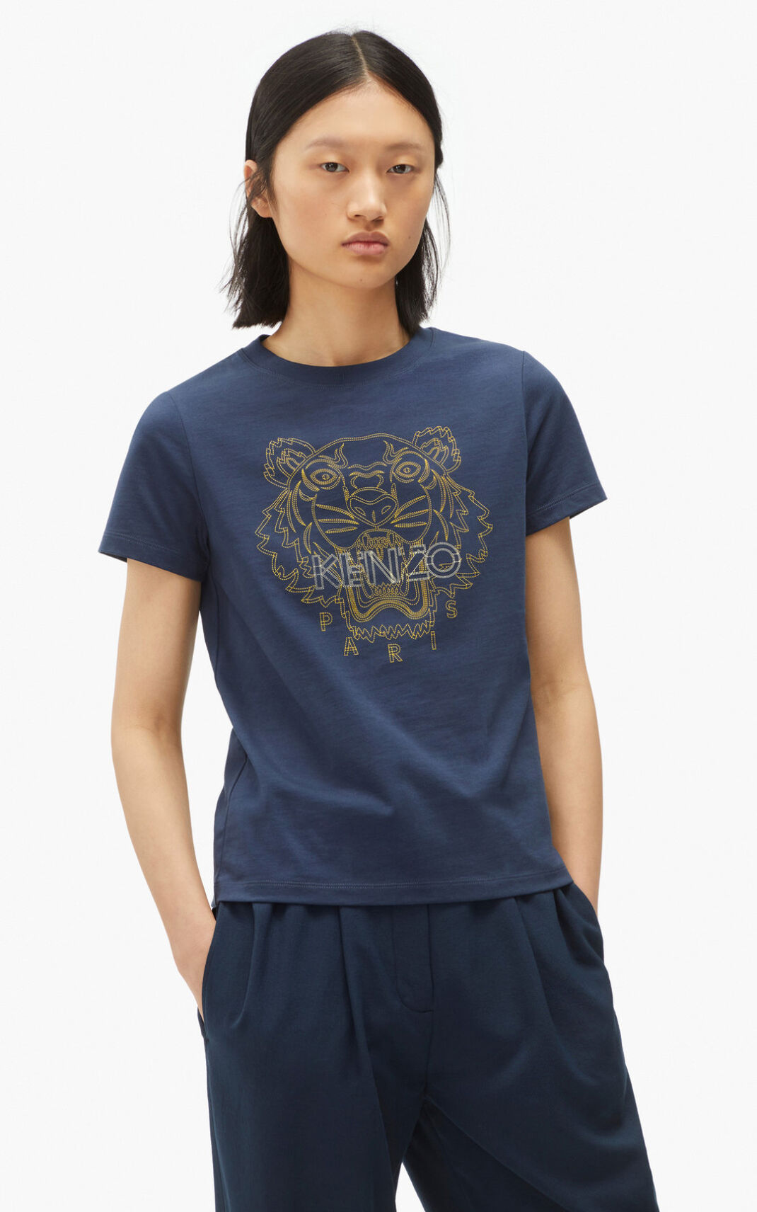 T Shirt Kenzo Femme Tiger Bleu Marine Bleu PJVUY-4631